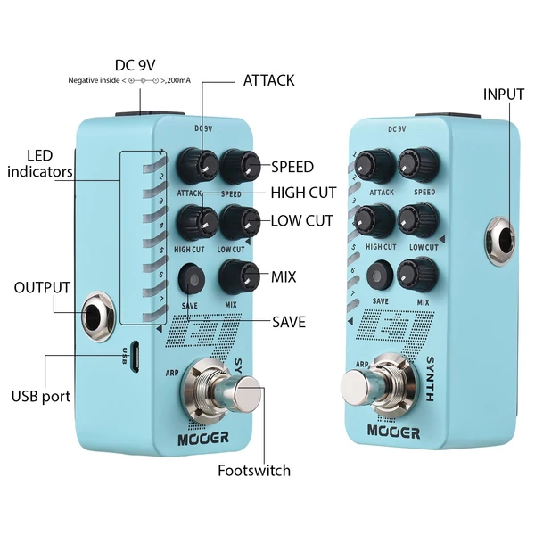 MOOER E7 szintetizátor gitár, szintetizátor pedál elektromos gitár effektus pedál