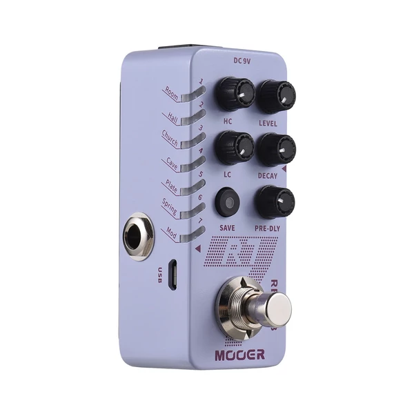 MOOER R7 Reverb gitár, digitális visszhang pedál, elektromos gitár effektus pedál