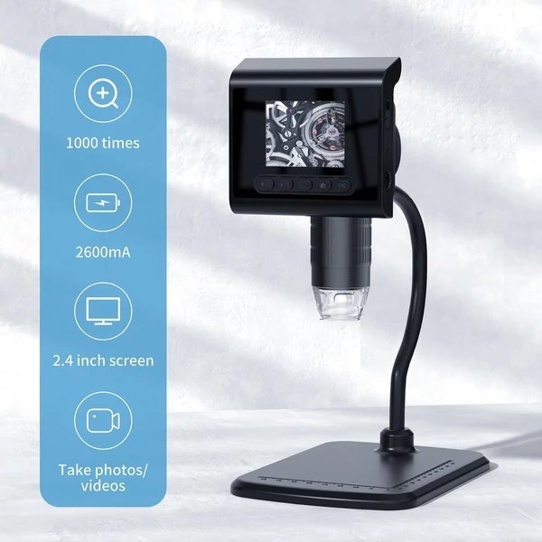 2,4 hüvelykes LCD digitális mikroszkóp 1080P 1000X nagyítású zoom mikroszkóp kamera