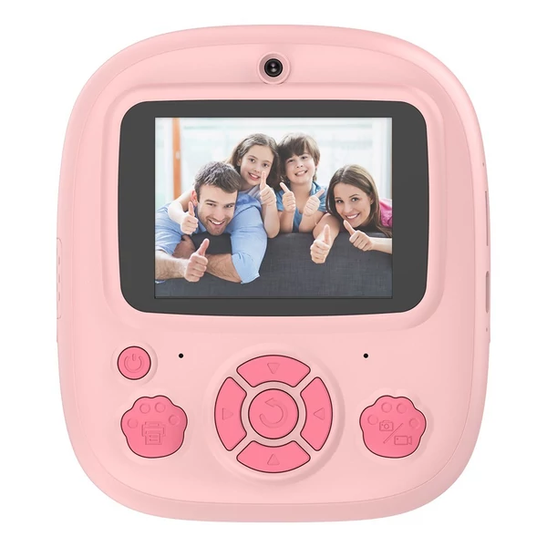 1080P/720P videorögzítés azonnali hőkezeléssel, tinta nélküli nyomtatással, gyerekkamera 2,4 hüvelykes képernyővel - Pink