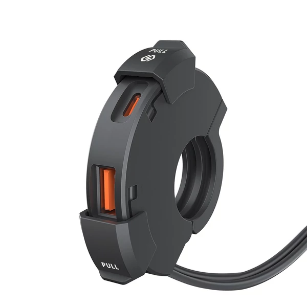 Motorkerékpár USB telefontöltő, motorkerékpár QC3.0 gyorstöltő, Type-C, USB A kettős gyorstöltő