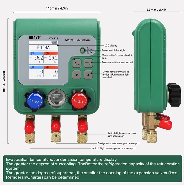 Elektronikus klímaberendezés, hűtőközeg-fluorid mérő, vákuumnyomásmérő - B készlet