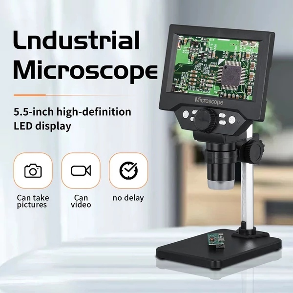 5,5 hüvelykes LCD kijelzős elektronmikroszkóp, 10 megapixeles ipari mikroszkóp