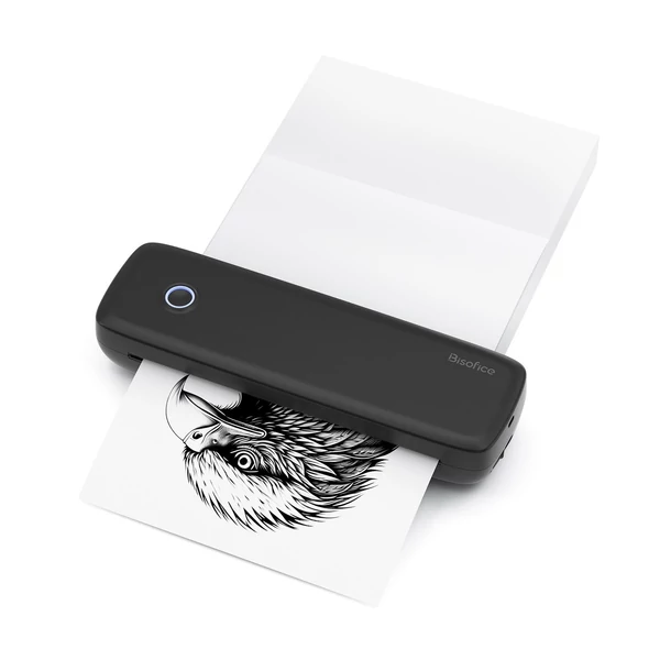 A4-es hordozható hőátadó nyomtató, vezeték nélküli és USB-csatlakozás mobil számítógéppel irodai, iskolai használatra - Fekete
