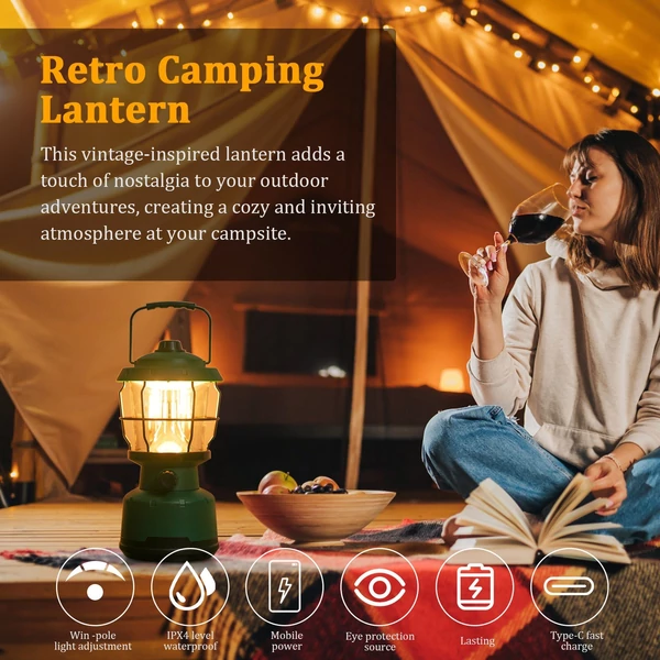 Retro kempinglámpás, kültéri függőlámpa