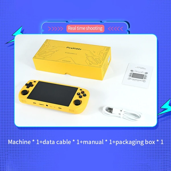 PowKiddy RGB10 max3 kézi játékkonzol 5,0 hüvelykes IPS HD képernyővel - Átlátszó kék, 64GB