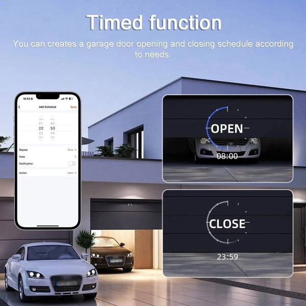 Tuya WiFi intelligens garázskapunyitó, garázsajtó APP távirányító, garázskapu időzítő nyitó modul