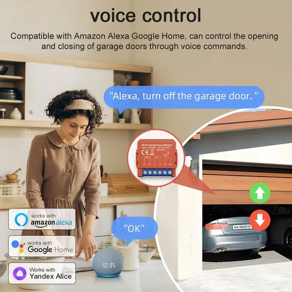 Tuya WiFi intelligens garázskapunyitó, garázsajtó APP távirányító, garázskapu időzítő nyitó modul