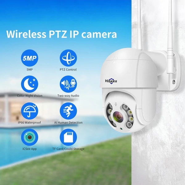 Hiseeu WHD815 5MP vezeték nélküli monitoros kamera, falra szerelhető intelligens WiFi kamera