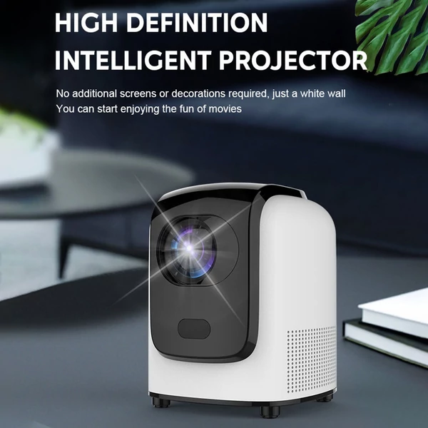 Hordozható 1080P filmprojektor, Android 9.0 videoprojektor WIFI 6-tal, BT hálózattal - Fehér