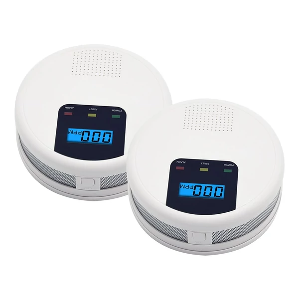 Szén-monoxid érzékelő LCD kijelzővel, LED jelzőfénnyel, elemmel - 2db