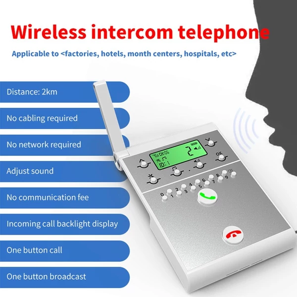 Vezeték nélküli kaputelefon rendszer, intelligens digitális hanghívó gép - Ezüst, kaputelefon mellék