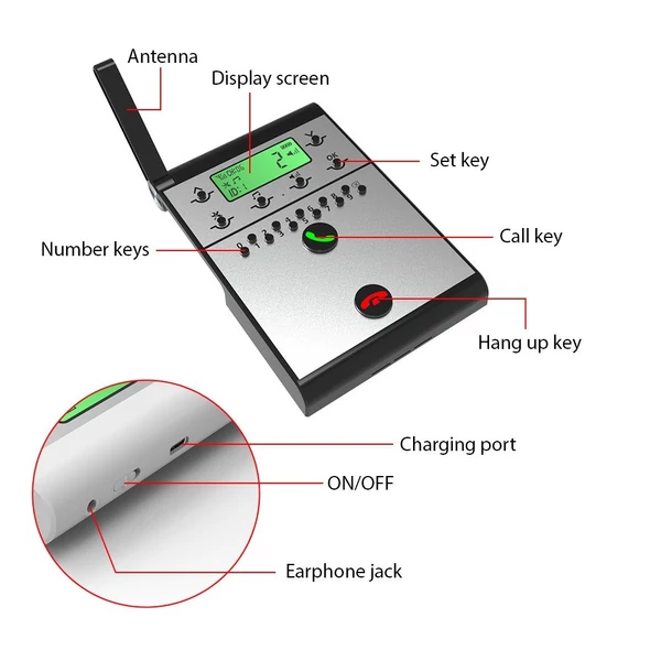 Vezeték nélküli kaputelefon rendszer, intelligens digitális hanghívó gép - Fekete, kaputelefon mellék