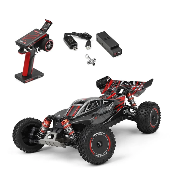 WLtoys 124010 távirányítós 1/12 2,4 GHz 55 km/h sebességű terepjáró autó - Fekete, 1 akkumulátor