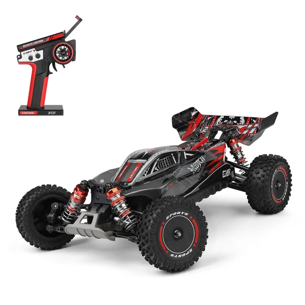 WLtoys 124010 távirányítós 1/12 2,4 GHz 55 km/h sebességű terepjáró autó - Fekete, 1 akkumulátor