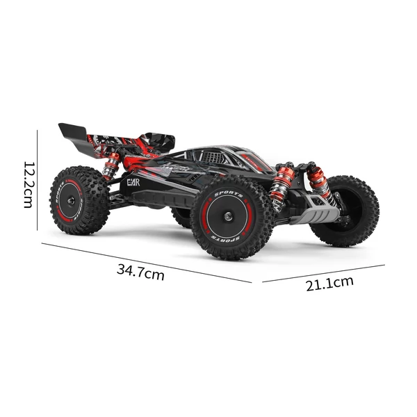 WLtoys 124010 távirányítós 1/12 2,4 GHz 55 km/h sebességű terepjáró autó - Fekete, 3 akkumulátor