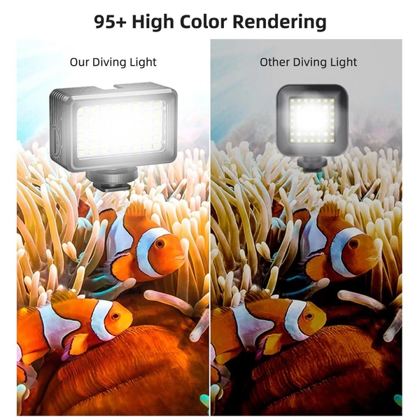 Mini LED videolámpa, vízálló töltőlámpa RGB búvárlámpa