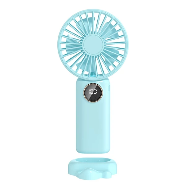 Hordozható mini kézi elektromos ventilátor, támogatja az 5 állítható szélsebességet - Kék