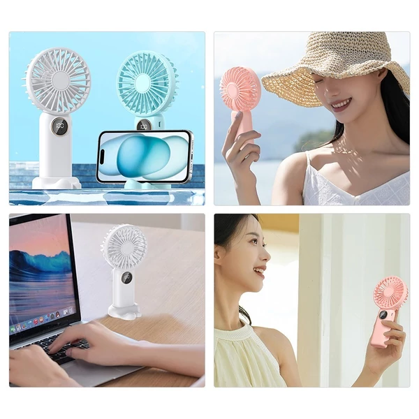 Hordozható mini kézi elektromos ventilátor, támogatja az 5 állítható szélsebességet - Fehér