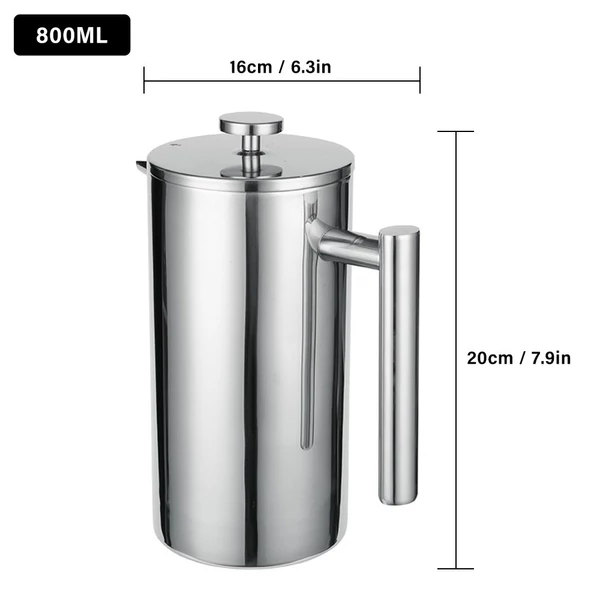Francia 304 rozsdamentes acél termikus kávéfőző, teafőző 800ml