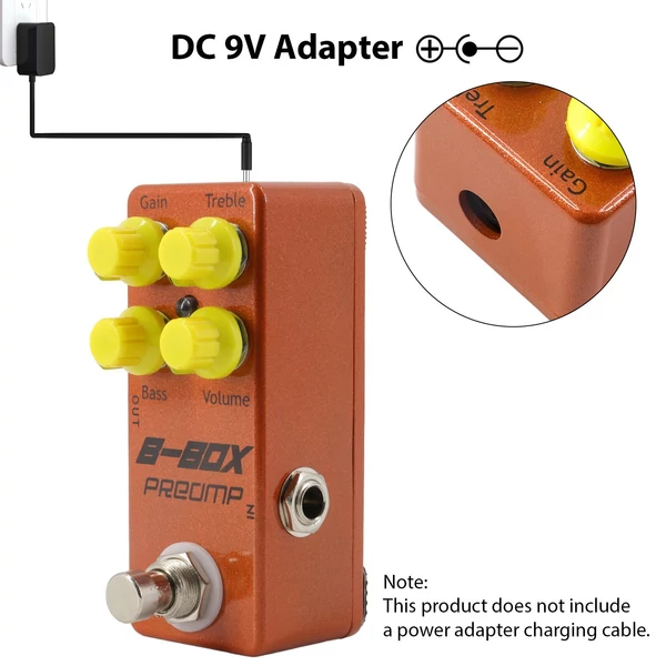 Gitár B-Box előerősítő pedál, elektromos gitár effektus pedál 4 gomb