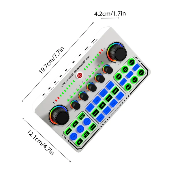 X50 élő hangkártya hangkeverő felvétel, asztali ének BT tápegység OTG - Fehér