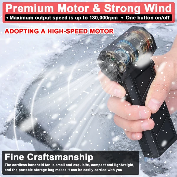 Kézi sugárhajtású ventilátor, 130 000 ford./perc, Erőteljes motoros csatornás turbóventilátor