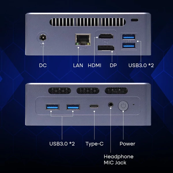 Erőteljes mini PC az Intel 12. generációs N95 processzorával, 8 GB DDR4 256 GB SSD 4K UHD grafikus kártyával