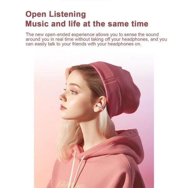 Lenovo LP13 True Wireless BT5.3 fejhallgató töltőtokkal, automatikus párosítással - Pink