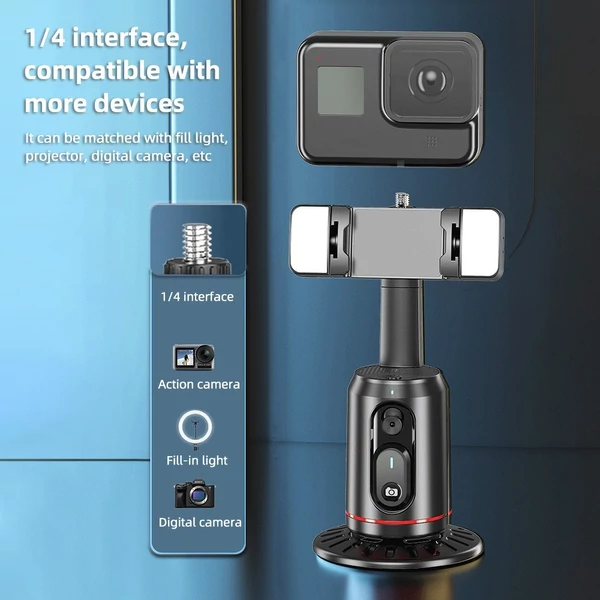 360 fokos automatikus arckövető állvány, automatikus nyomkövető telefontartó intelligens szelfi stabilizátor
