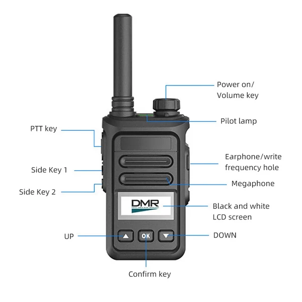DMR digitális/analóg kétirányú rádiós UHF interfon