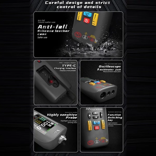 3 az 1-ben oszcilloszkópos multiméter, elektromos teszttoll 2,8 hüvelykes TFT kijelzővel