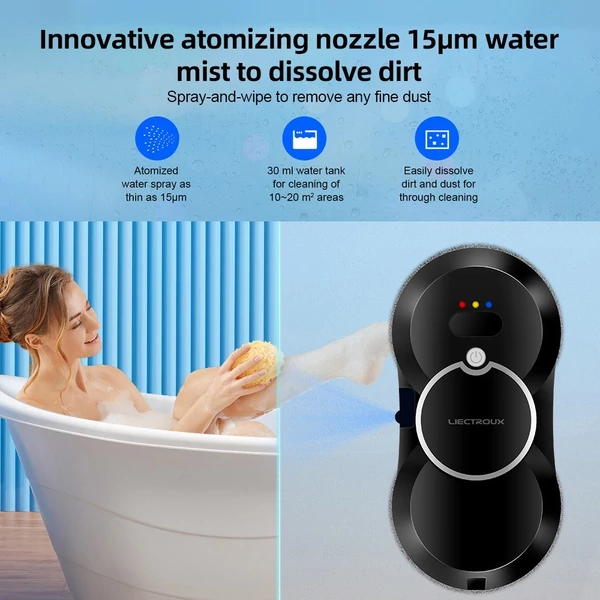 Liectroux HCR-10 Robot ablakporszívó, 30 ml-es víztartály - Fekete