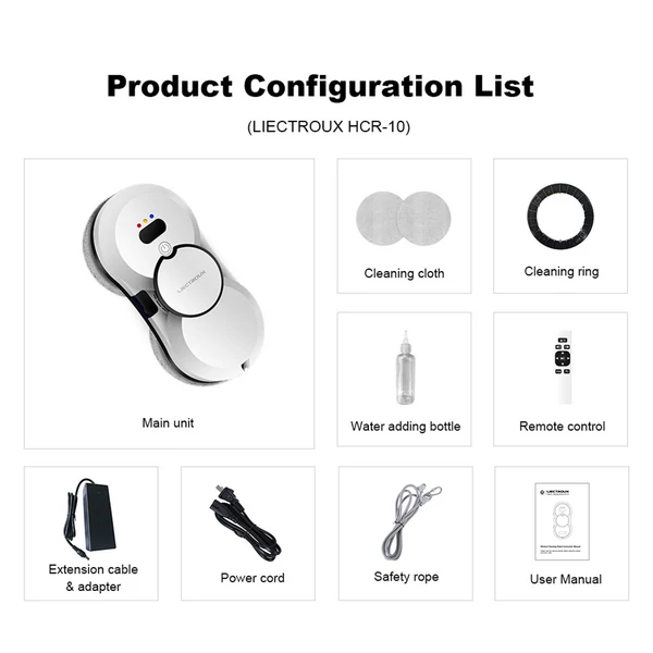 Liectroux HCR-10 Robot ablakporszívó, 30 ml-es víztartály - Fehér