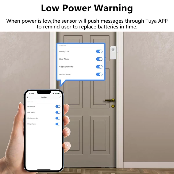 Tuya WiFi ajtó/ablak érzékelő PIR mozgásérzékelővel - Fehér