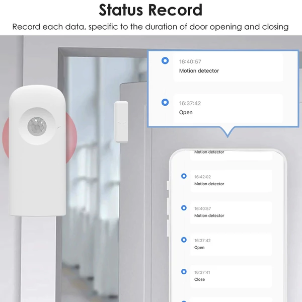 Tuya WiFi ajtó/ablak érzékelő PIR mozgásérzékelővel - Fehér