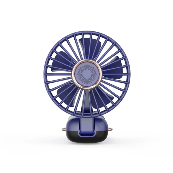 Hordozható mini kézi elektromos ventilátor LED képernyővel, összecsukható fogantyúval, levehető fedéllel - Kék
