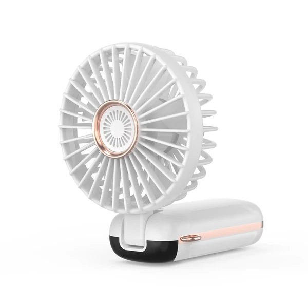 Hordozható mini kézi elektromos ventilátor LED képernyővel, összecsukható fogantyúval, levehető fedéllel - Fehér