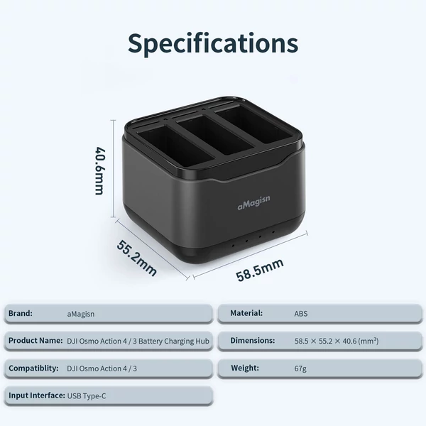aMagisn AA10 3 foglalatos akkumulátortöltő Type-C gyorstöltő tok TF kártyanyílásokkal