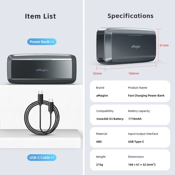 aMagisn AX13 2 foglalatos PD3.0 Fast Charge Power Bank, 7710 mAh kapacitású, 20 W-os akkumulátortöltő