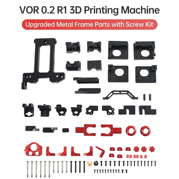 3D nyomtatótartozék, alumíniumötvözet alkatrészek, kompatibilisek a VOR 0.2 R1 3D nyomtatógéppel