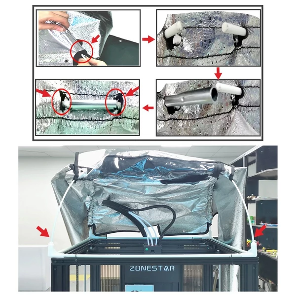 A ZONESTAR 3D nyomtató házának bővítése tűzálló porálló védőburkolat az állandó hőmérséklet fenntartása érdekében a Z9V5 MK6 3D nyomtatóhoz