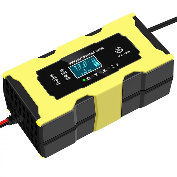 12V / 6A automatikus intelligens akkumulátortöltő karbantartó LCD kijelzővel
