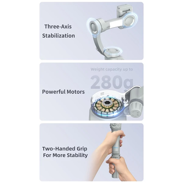TOKQI M01 3 tengelyes karmantyú stabilizátor okostelefonhoz - AI intelligens nyomkövető és többfunkciós billentyűzet
