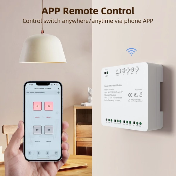 Tuya WiFi intelligens kapcsolómodul, kompakt otthoni időzítés, hangvezérlés, APP távirányító - Típus 1