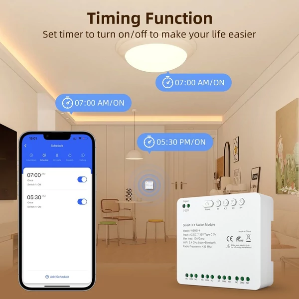 Tuya WiFi intelligens kapcsolómodul, kompakt otthoni időzítés, hangvezérlés, APP távirányító - Típus 1