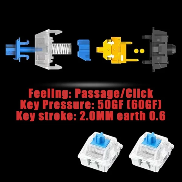 104 gombos vezetékes mechanikus billentyűzet, ergonómikus kialakítás, RGB háttérvilágítás - Fekete