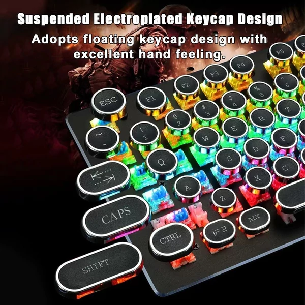 104 gombos vezetékes mechanikus billentyűzet, ergonómikus kialakítás, RGB háttérvilágítás - Fekete