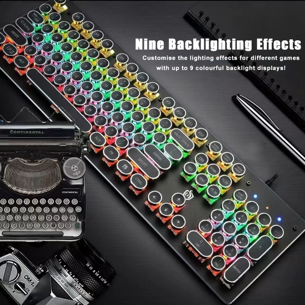 104 gombos vezetékes mechanikus billentyűzet, ergonómikus kialakítás, RGB háttérvilágítás - Fehér
