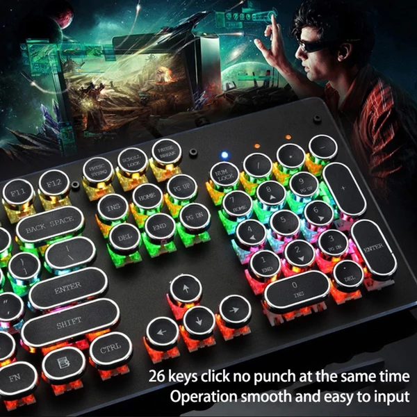 104 gombos vezetékes mechanikus billentyűzet, ergonómikus kialakítás, RGB háttérvilágítás - Fehér
